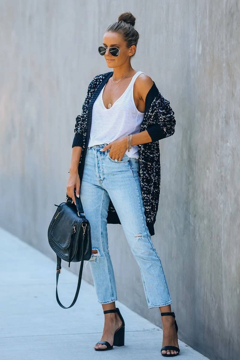 CWOCAL0509_Long Sleeve Casual Open Front Cardigan Sweater