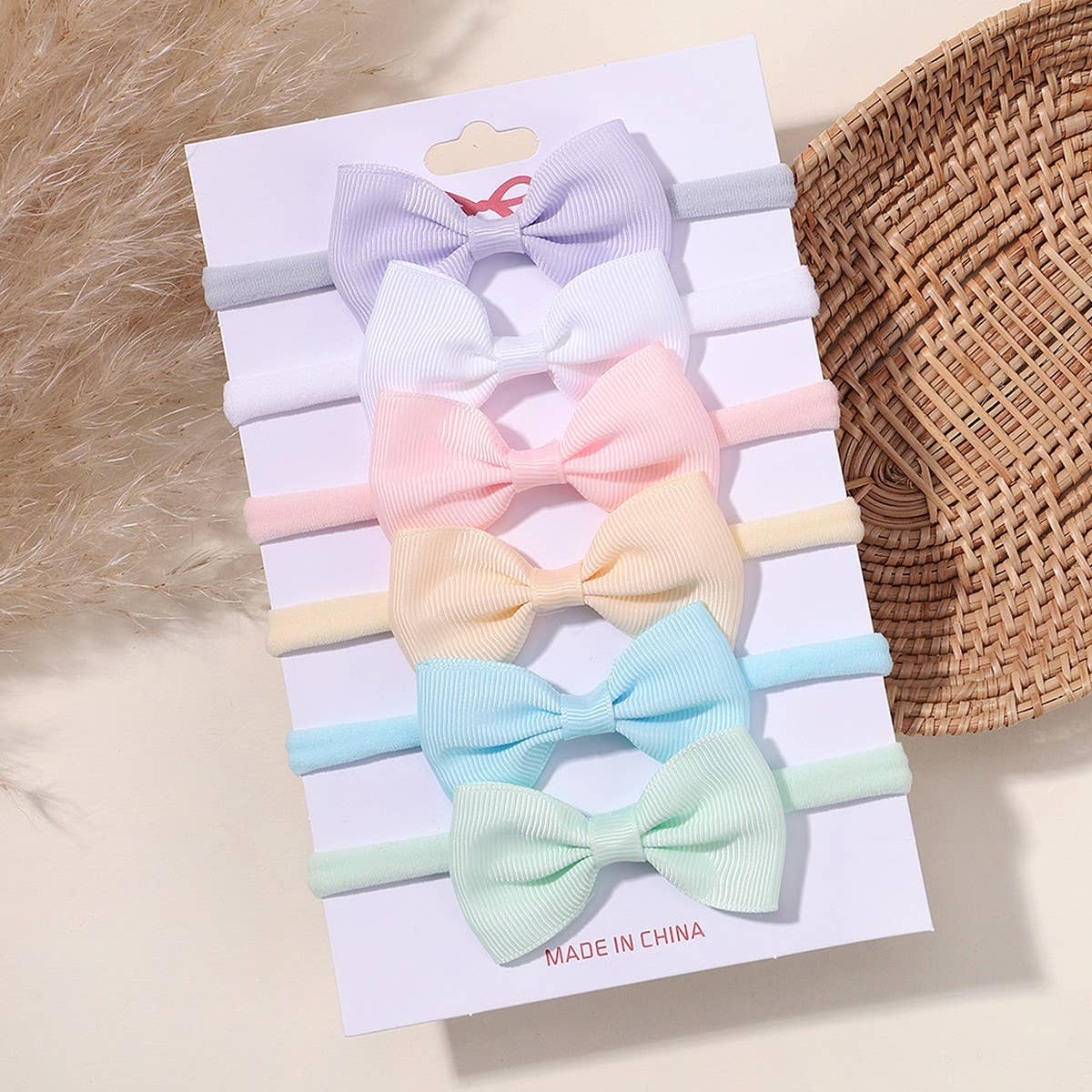 Kids Bow Headband Set ? Elastic Nylon No Marks
