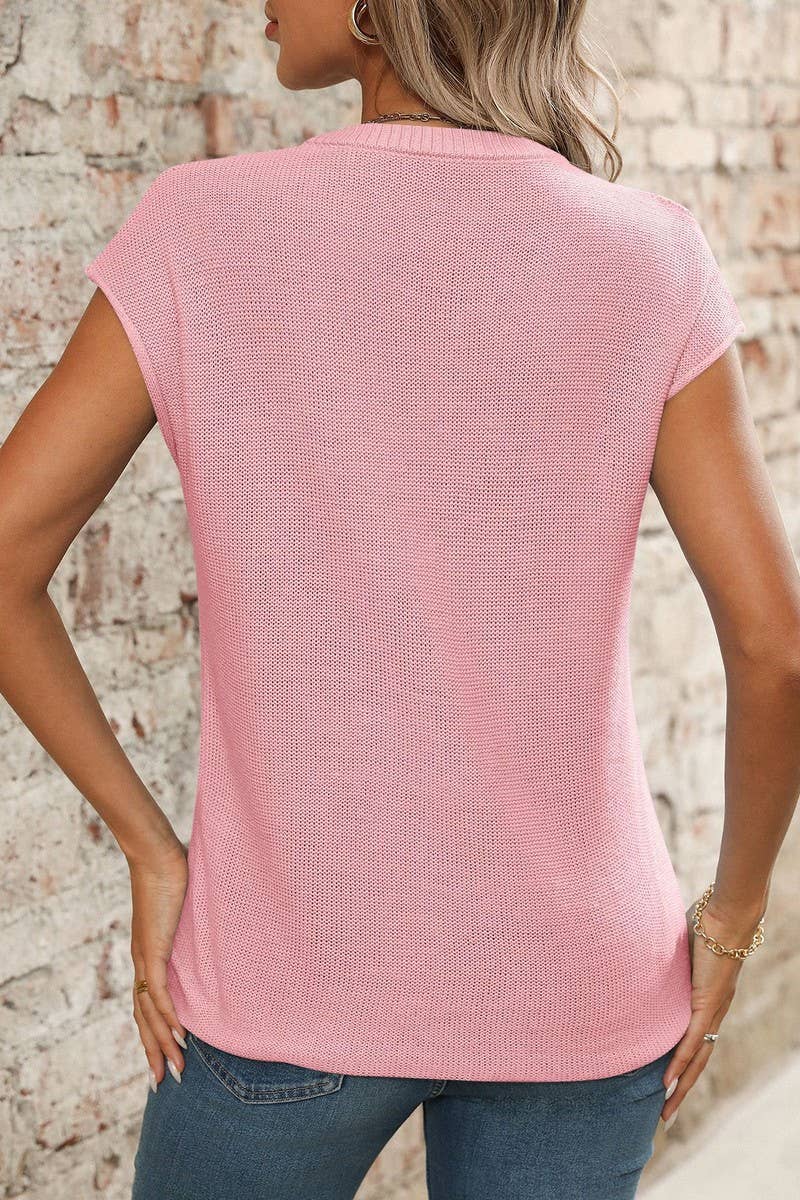 CWTTS1368_SUMMER NEW WOMEN'S V-NECK KNITTED TOPS