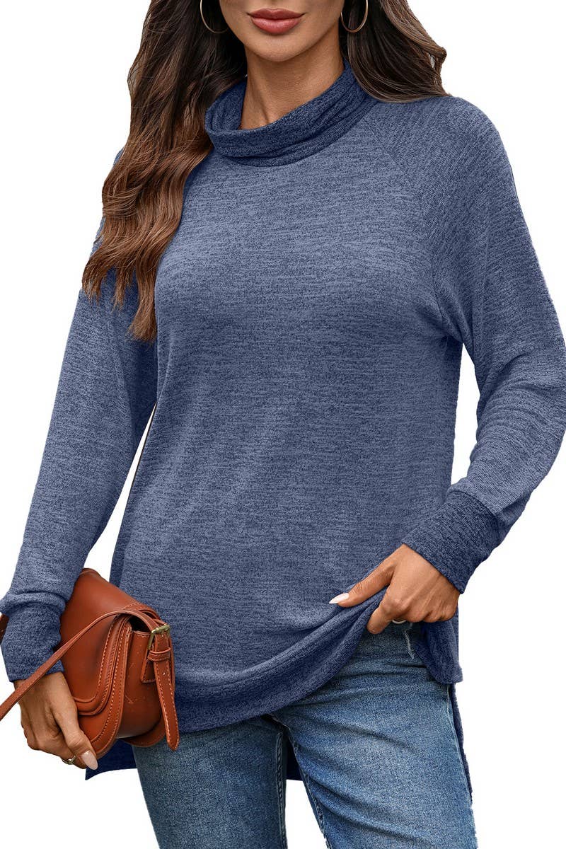 CWTBLL01308_COLORBLOCK SCARF NECK LONG SLEEVE CASUAL TOP
