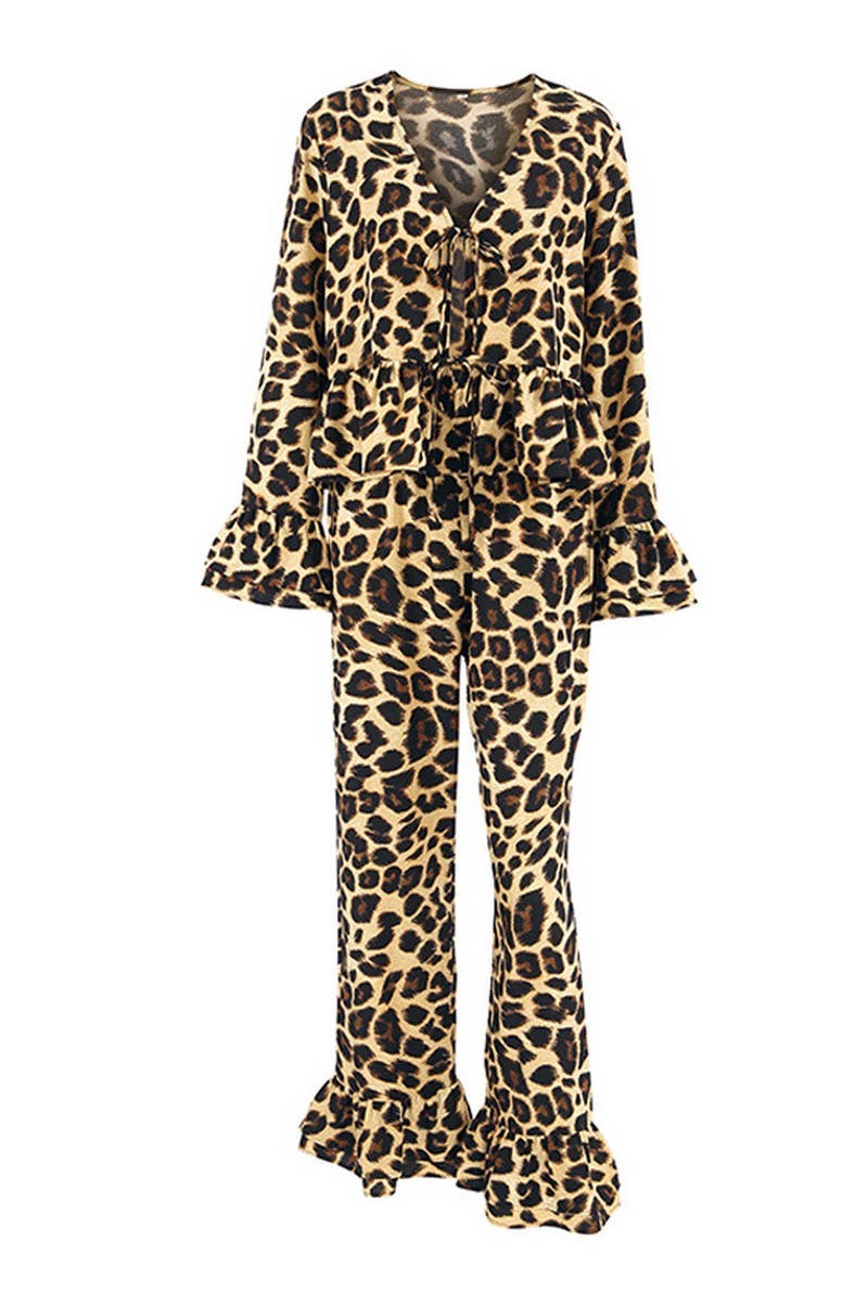 CWSPJ0184_LEOPARD PRINT LOUNGEWEAR PAJAMA SET