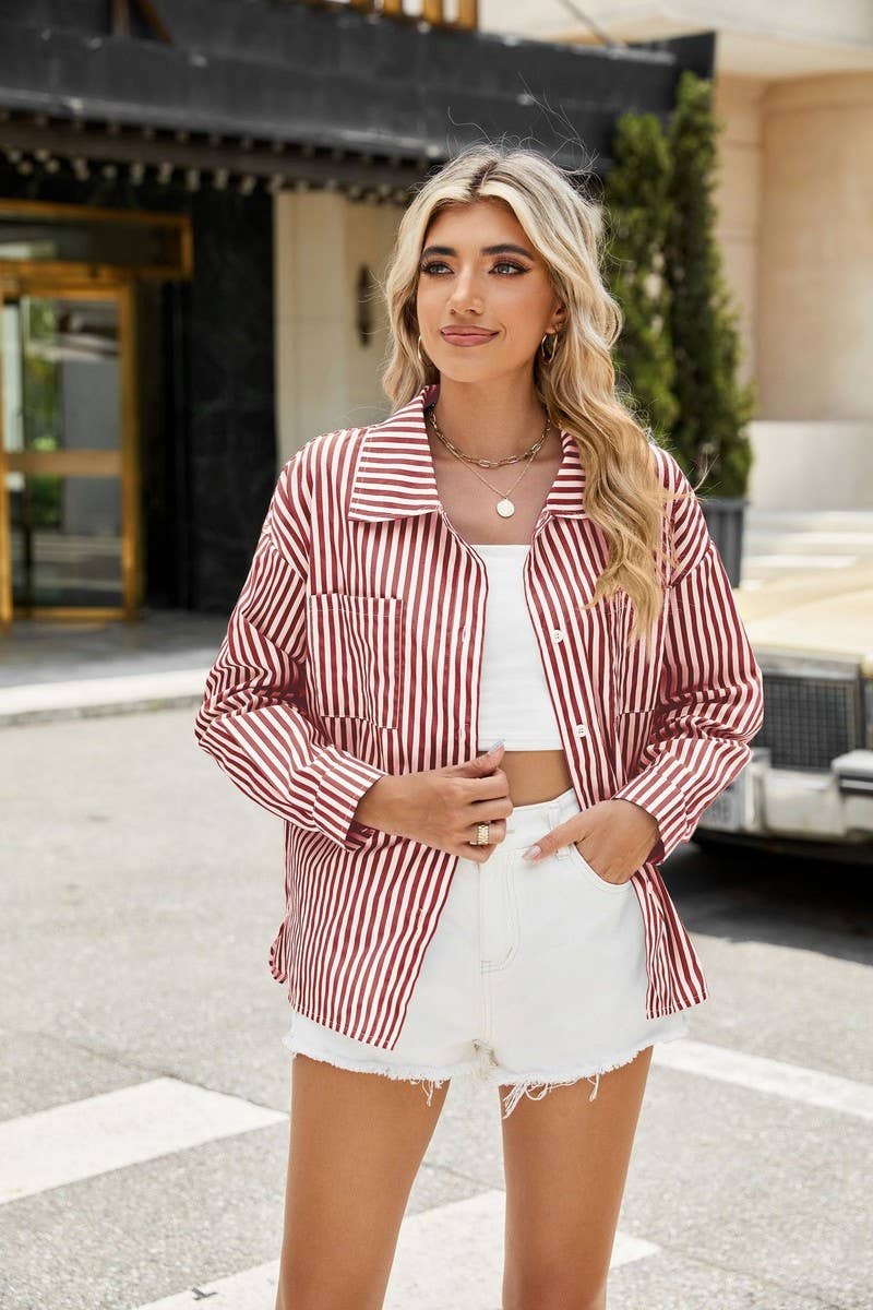 CWTSTL1704_OVERSIZE LONG SLEEVE LOOSE STRIPED SHIRT
