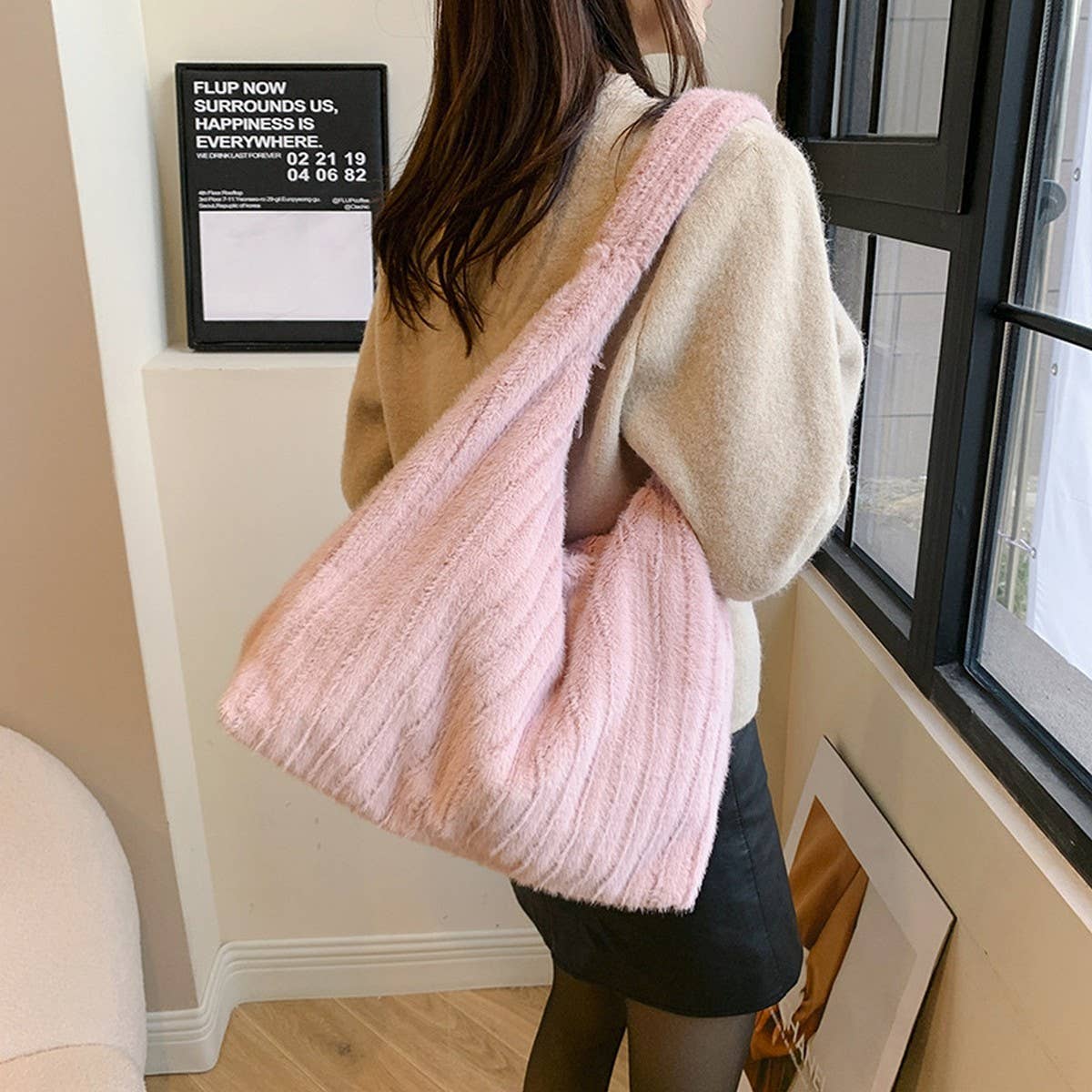 Plush Fur Shoulder Bag Women Crossbody Tote_CUAB00595