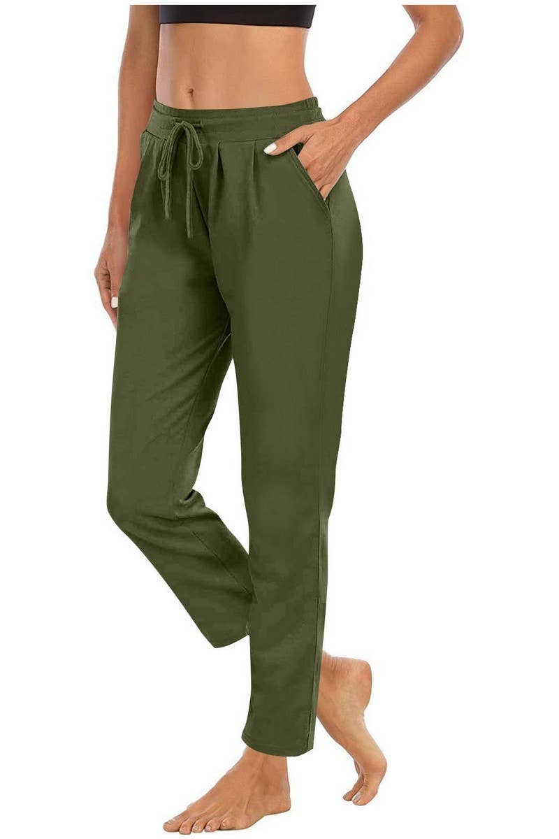 CWBLP2085_HIGH WAIST DRAWSTRING SLIM FIT CASUAL PANTS