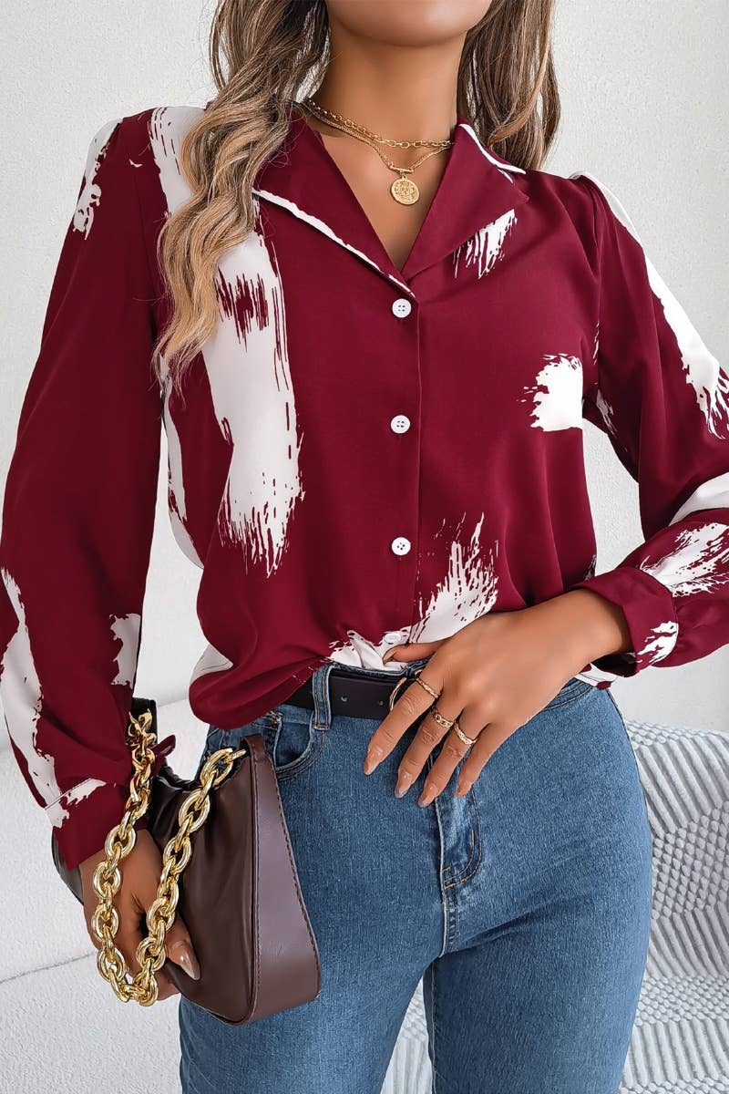 CWTSTL2131_COLOR CONTRAST LAPEL LONG SLEEVE SHIRT TOP