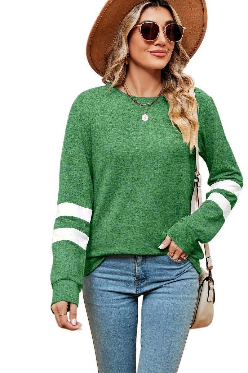 CWTBLL2387_ROUND NECK LONG SLEEVE COLORBLOCK BOTTOMING TOP