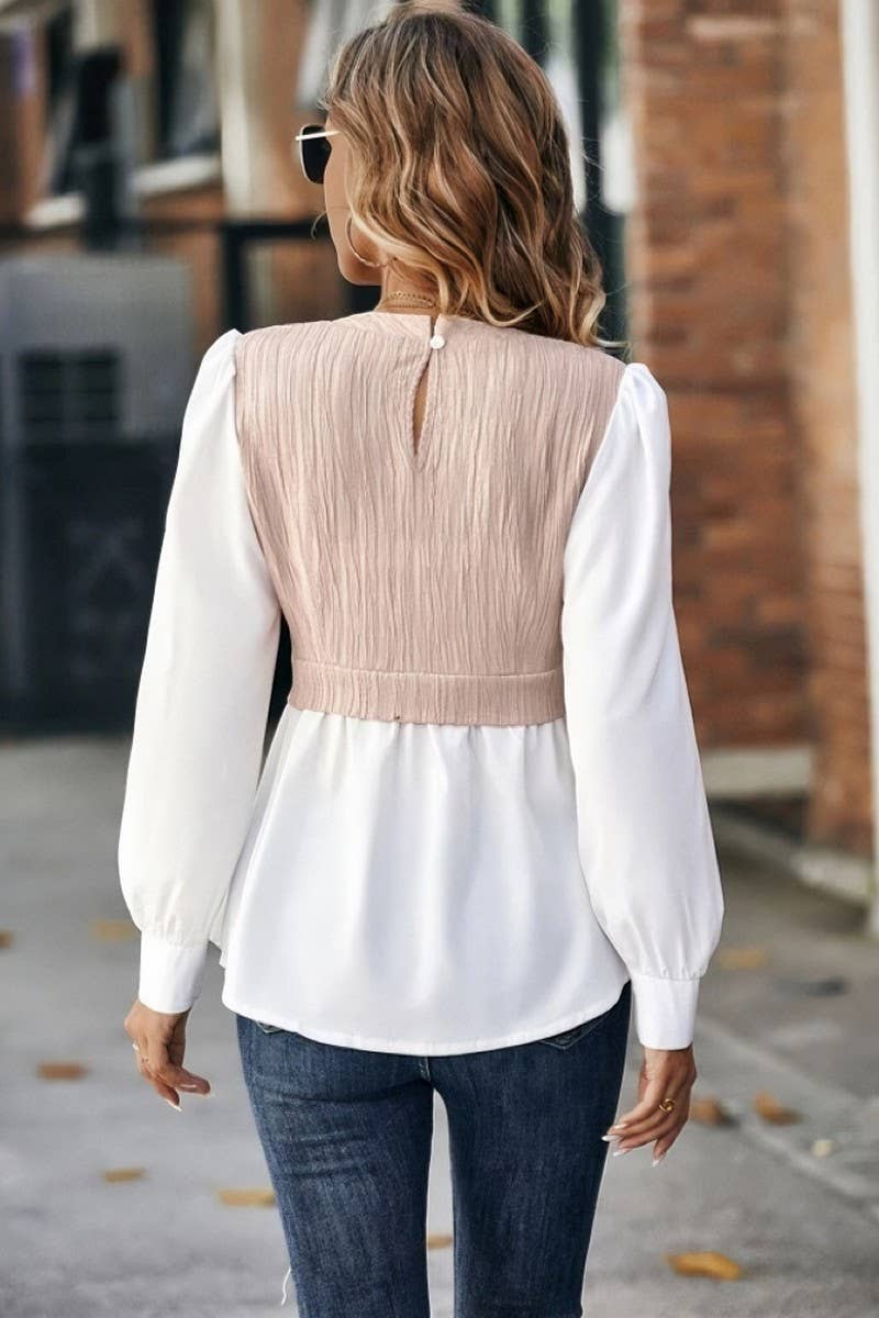 CWTBLL1423_ROUND NECK WAVY STRIPED TOP