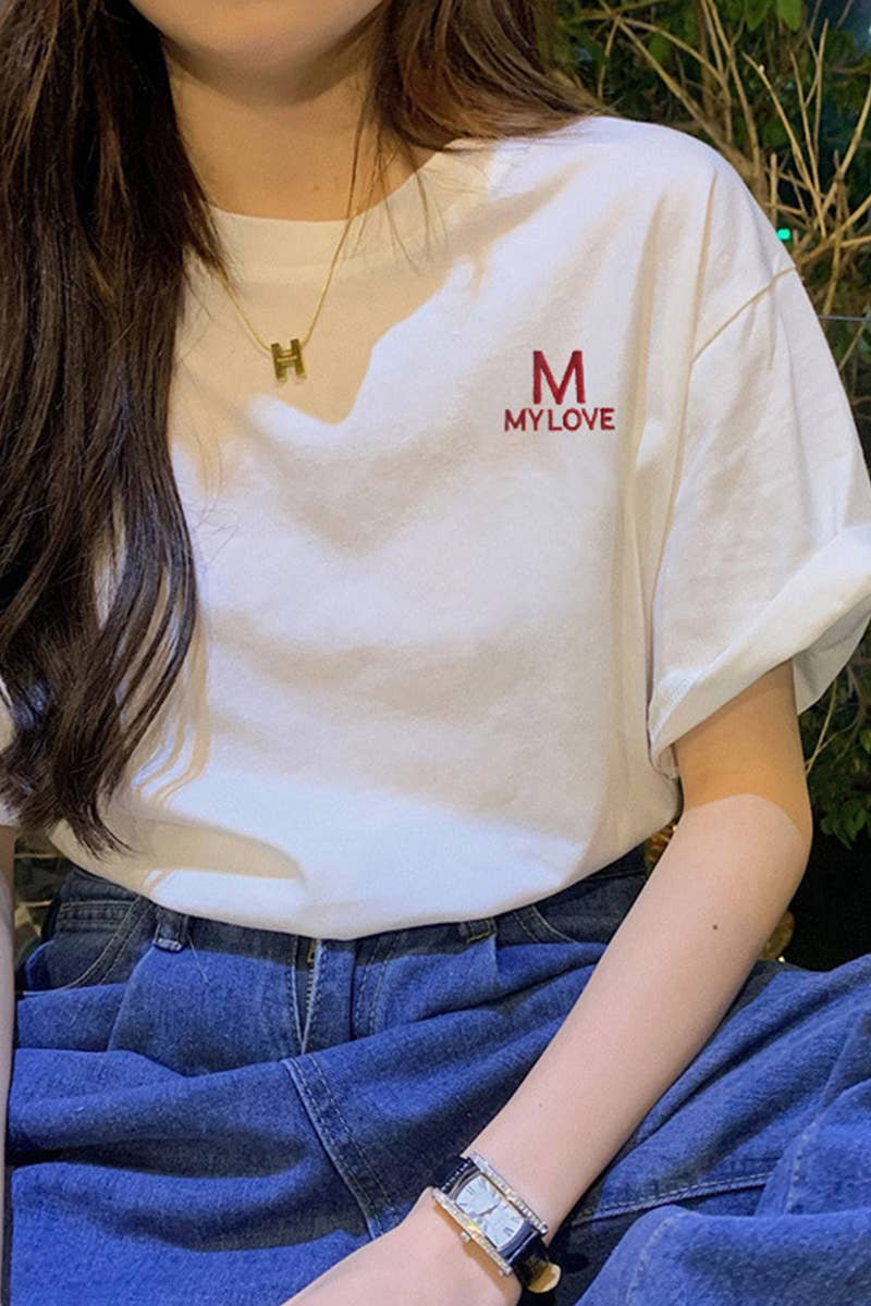 CWTTS0992_M LETTER PRINT CASUAL T SHIRT