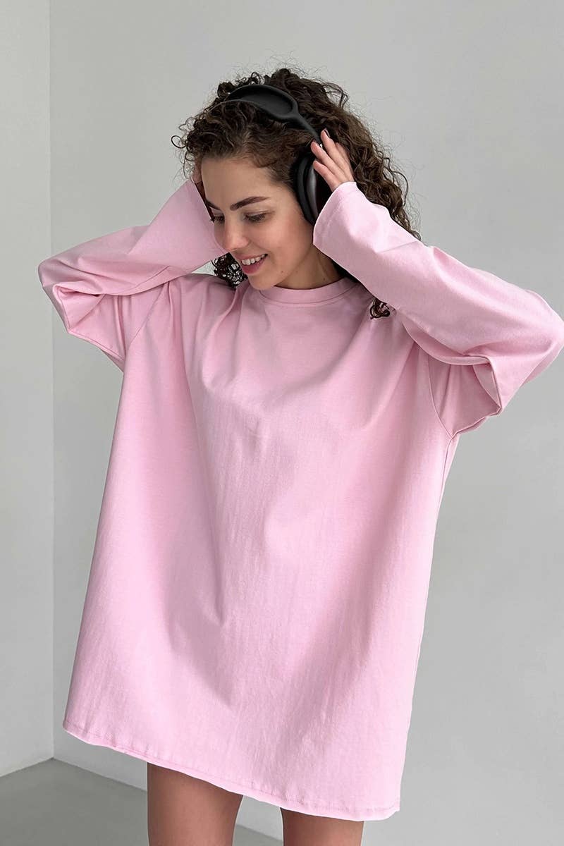 CWTBLL1730_LOOSE COTTON ROUND NECK LONG SLEEVE TOP