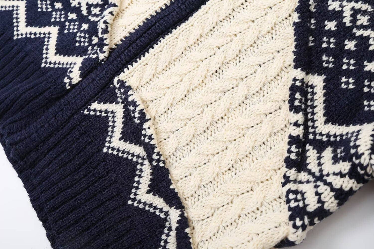 EIGHT-STRAND KNITTED JACQUARD ZIPPER CARDIGAN