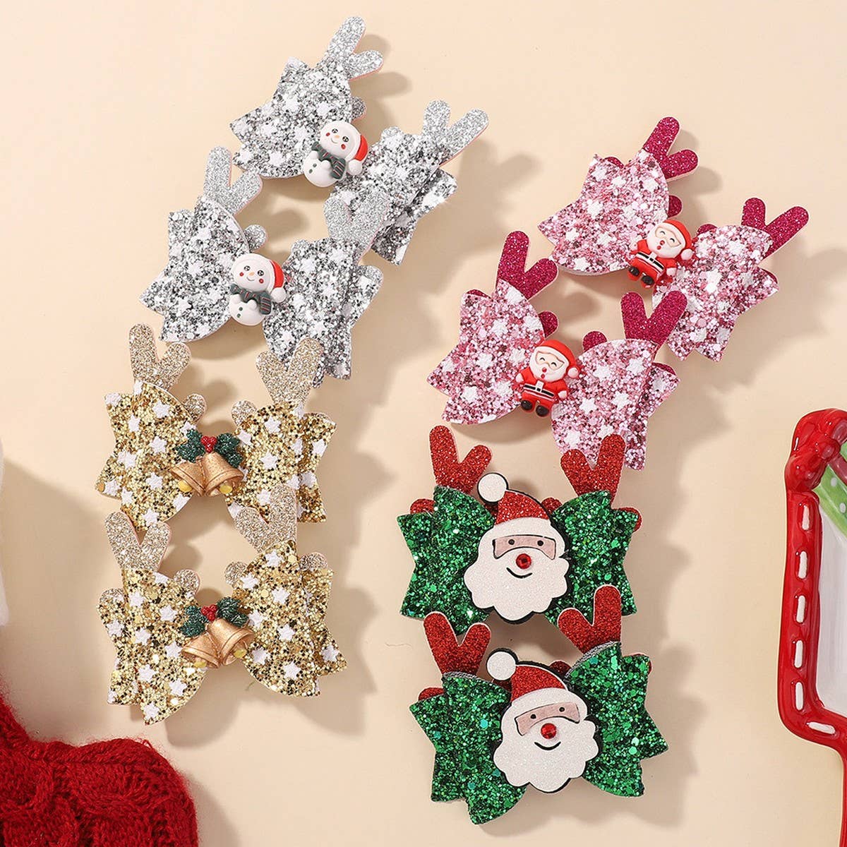Christmas Antler Bow Clip for Kids Party