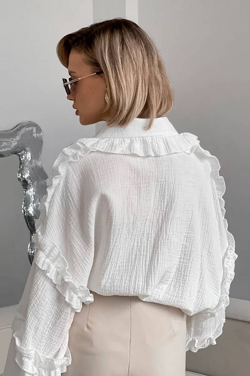 CWTSTL00922_LACE LANTERN SLEEVE LOOSE LONG SLEEVE SHIRT