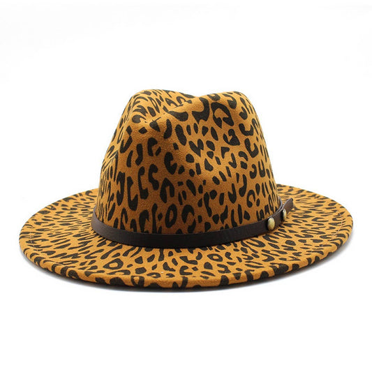 FASHION LEOPARD PRINT WOOLEN HAT JAZZ HAT FELT HAT_CWAH2542