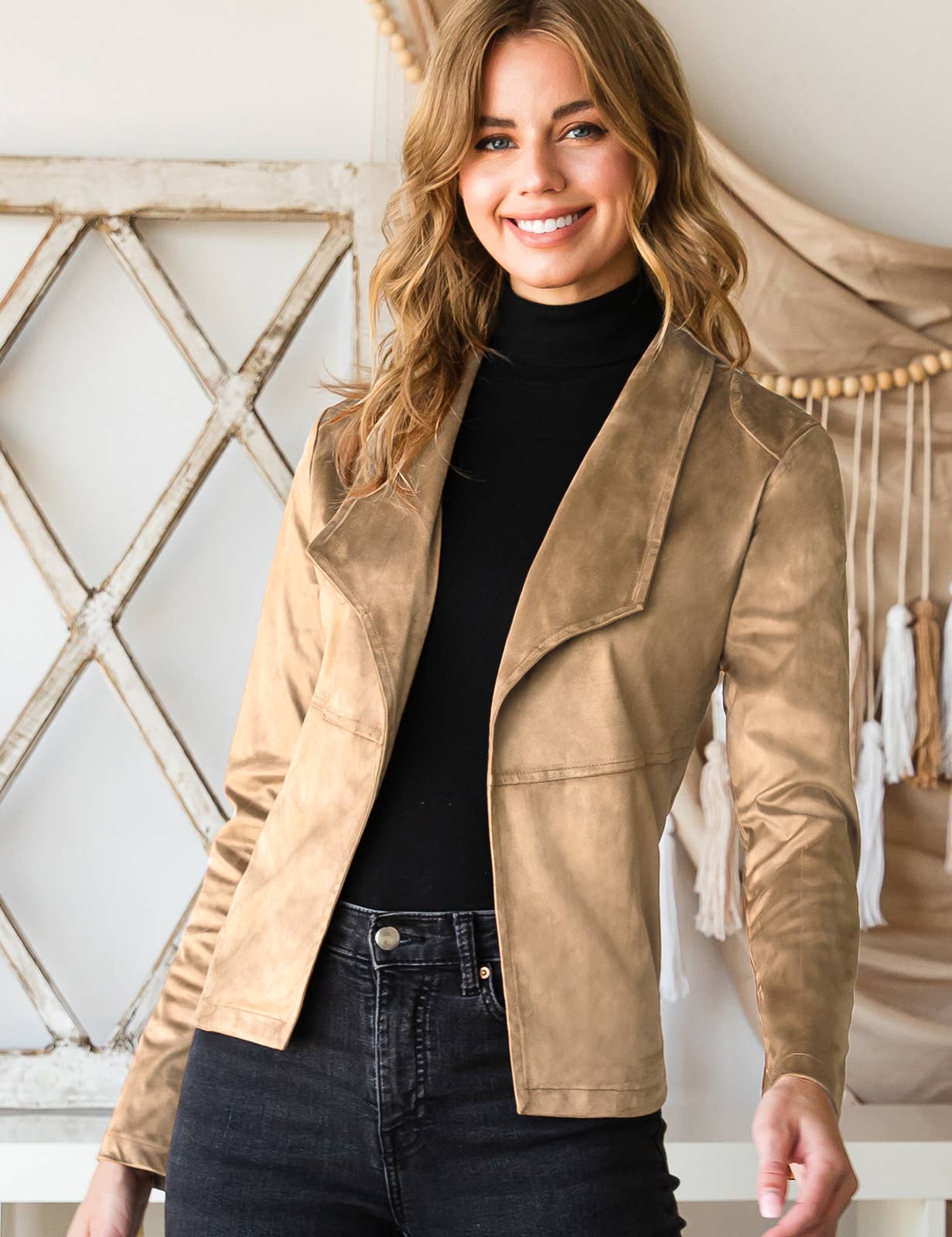 CWOJA707_FAUX SUEDE LEATHER MOTO OVER HIP JACKET