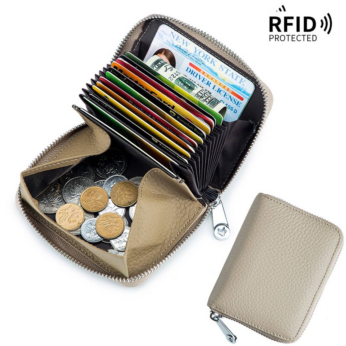 COIN PURSE ZIPPER GENUINE LEATHER CARD HOLDER_CWAB3831