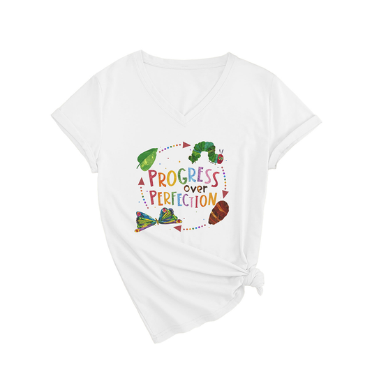 Slim Fit Women?™s Tee ?œProgress Over Perfection??CWTTSL0501