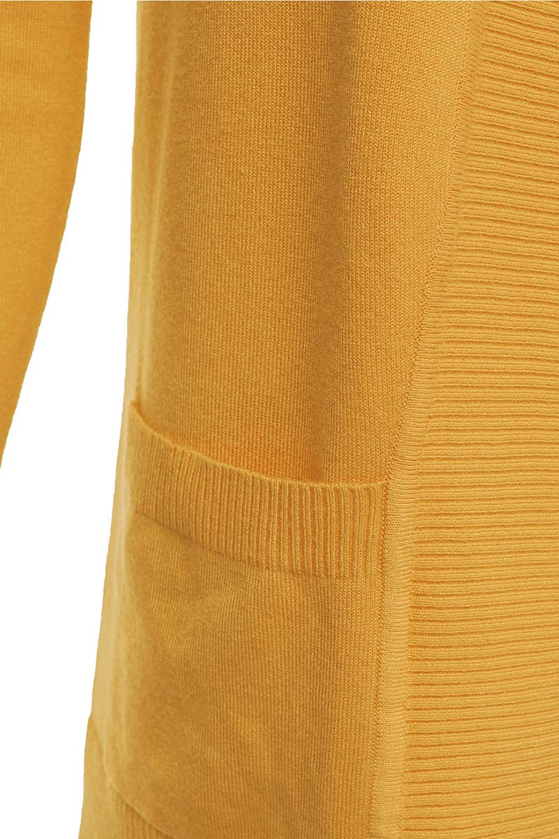 AWOCAL313_Open Front Long Sleeve Pockets Sweater Cardigan