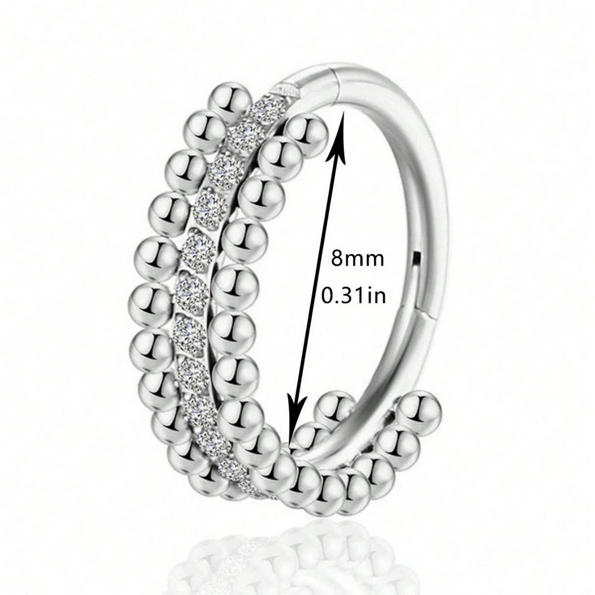 Seamless Zircon Nose Ring in Stainless Steel