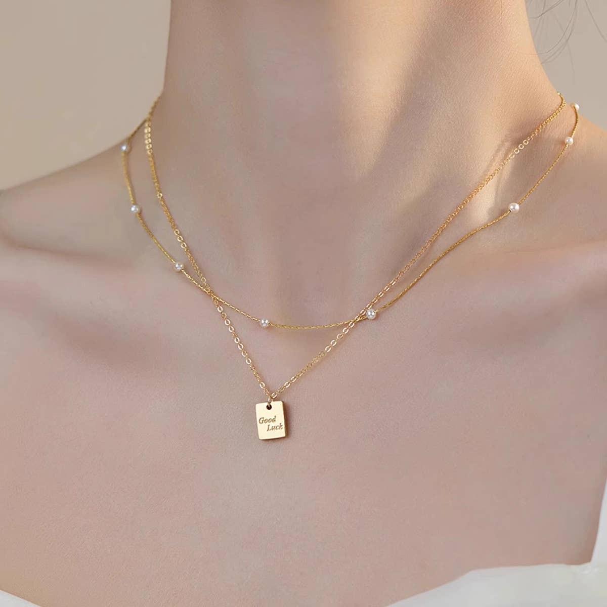 Lucky Wish card elegant collarbone chain