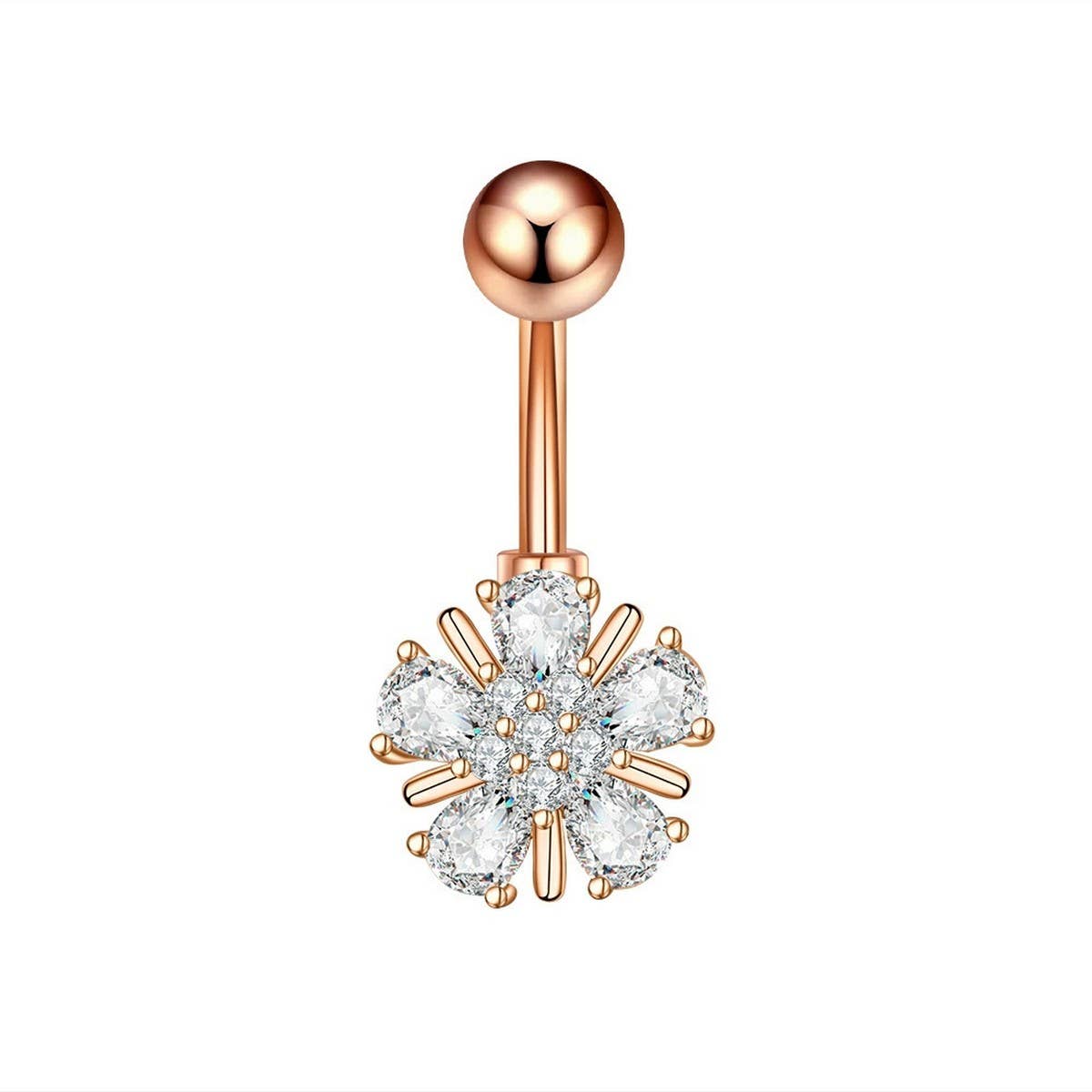 Hot Sale Brass CZ Snowflake Clover Navel Ring