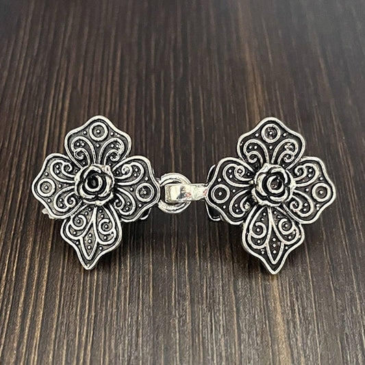 NEW BUCKLE ROSE LEAF RETRO SHAWL CLIP FIXED