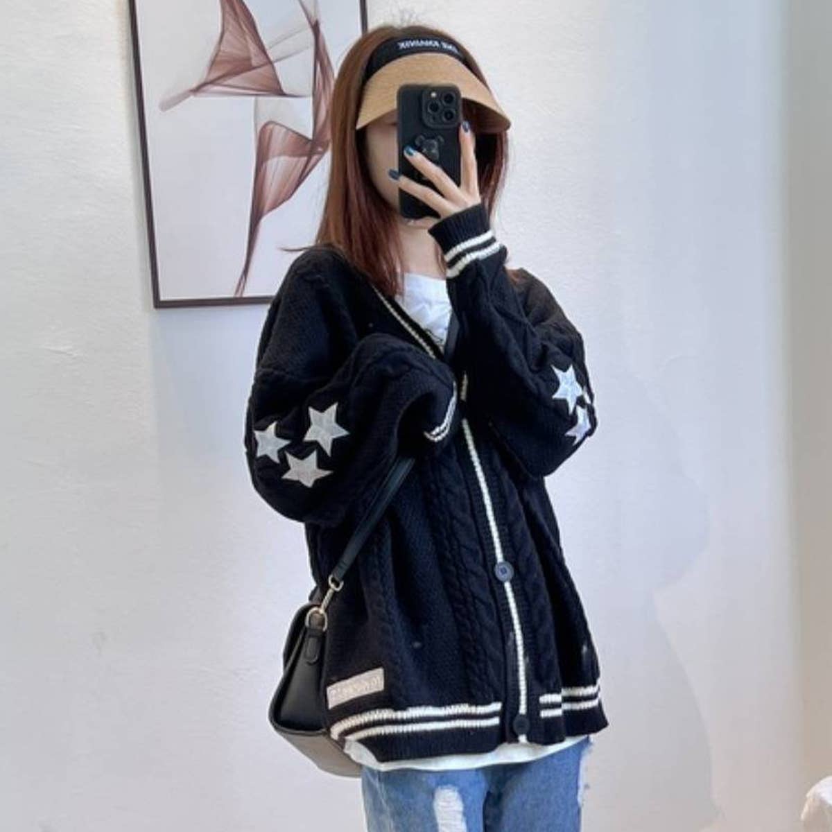 BATWING KNIT SINGLE-BREASTED SWEATER JACKET