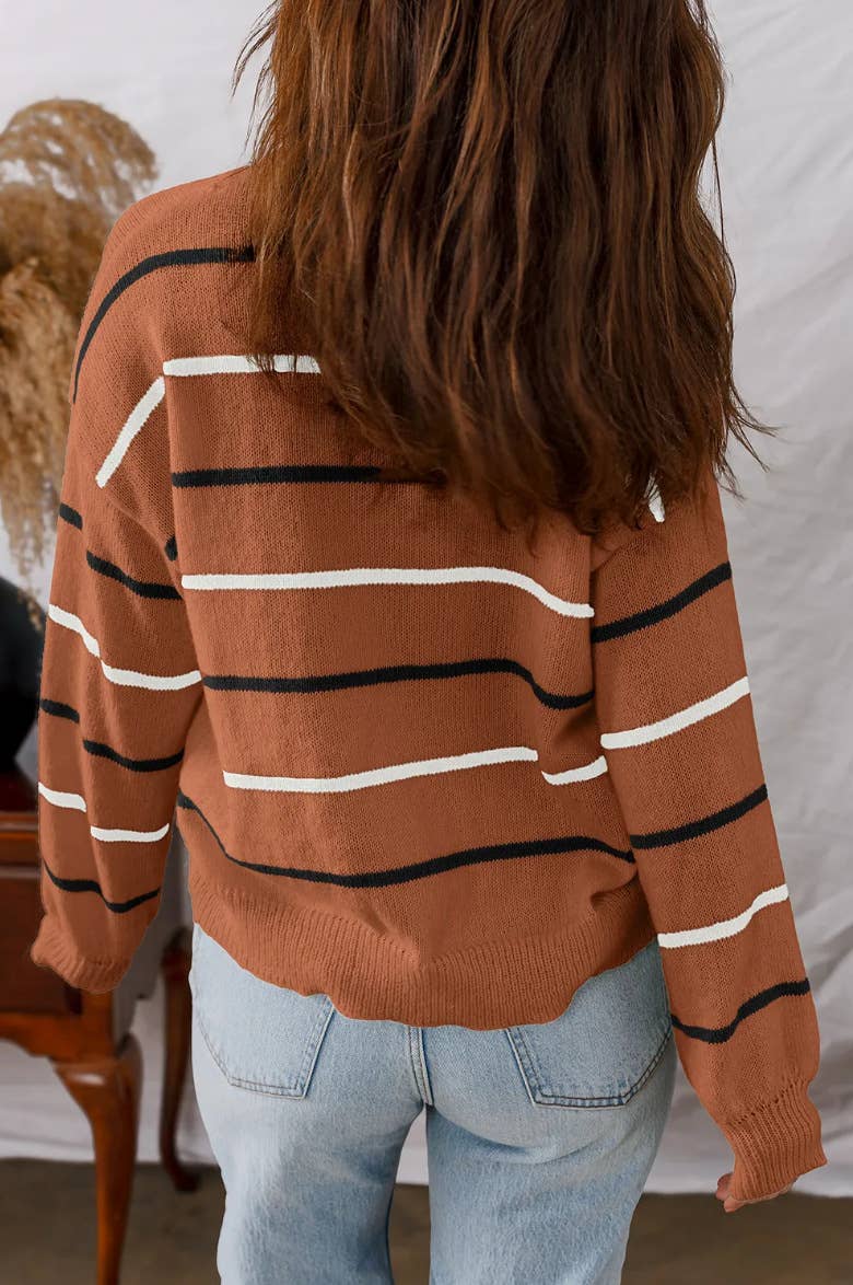 Casual colorful striped pullover loose sweater