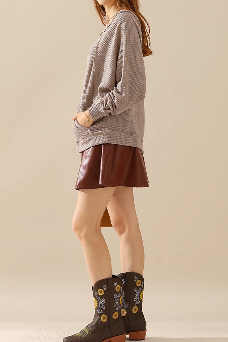 CWTTL1098_BOAT NECK PULLOVER SWEATER POCKETED KNIT TOP