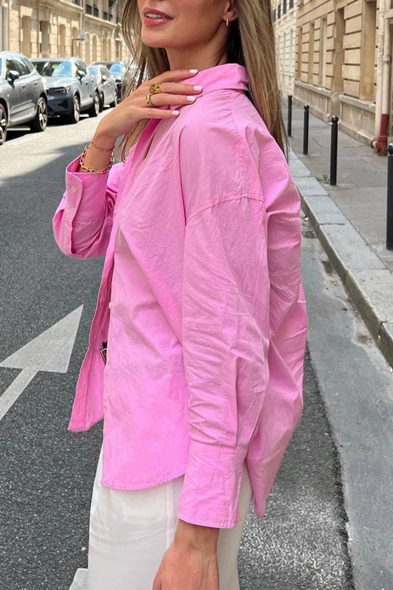 CWTSTL2727_SOLID COLOR BUTTON CARDIGAN LONG SLEEVE SHIRT TOP