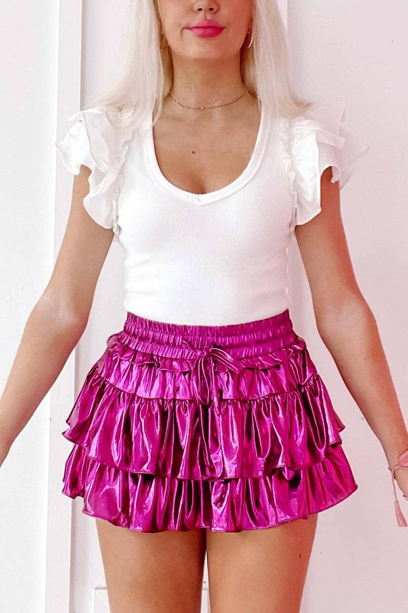 CWBSS0479_SOLID RUFFLE HEM PUFF A-LINE SKIRT
