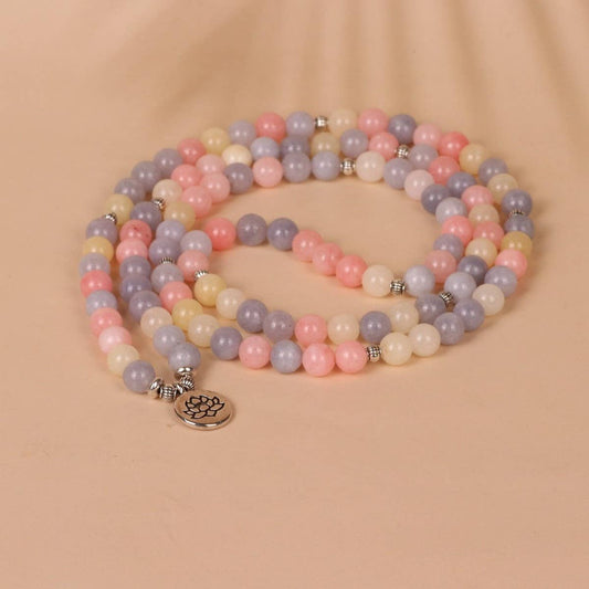108 LOTUS PENDANT PINK COLOR STONE BEADED BRACELET_CWAJE3948
