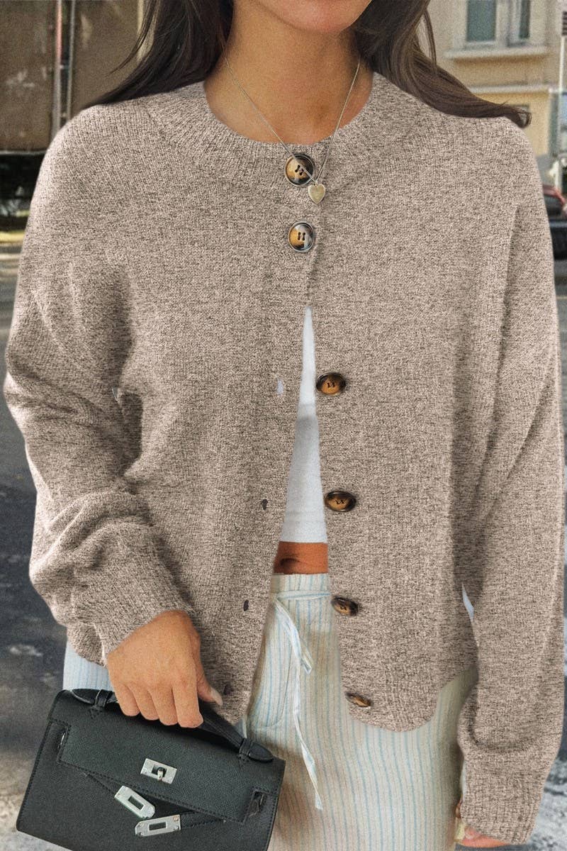 CWOCO00194_CASUAL SIMPLE BUTTON LONG SLEEVE KNIT CARDIGAN