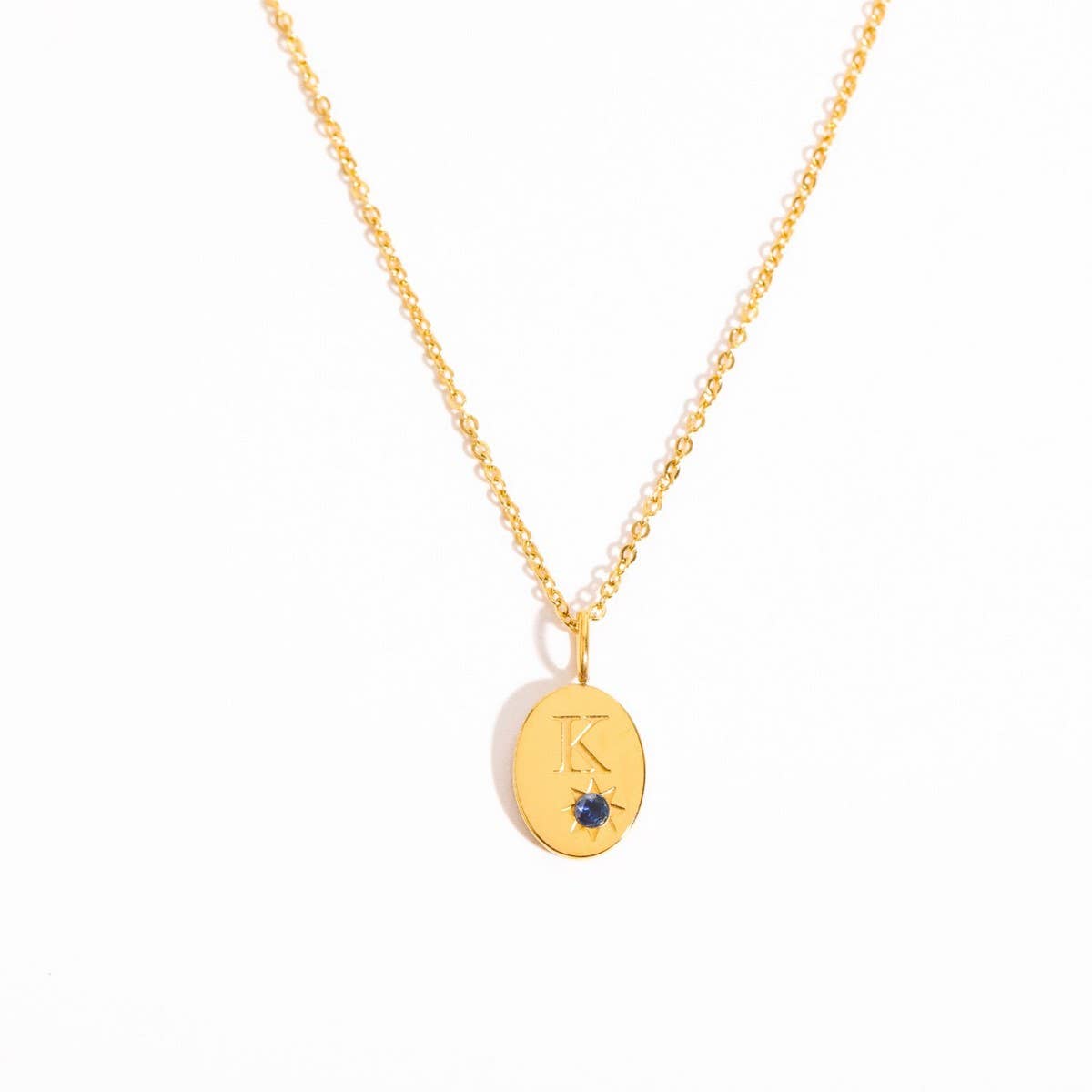 Stainless steel 26 letter zircon pendant necklace_CWMM5536