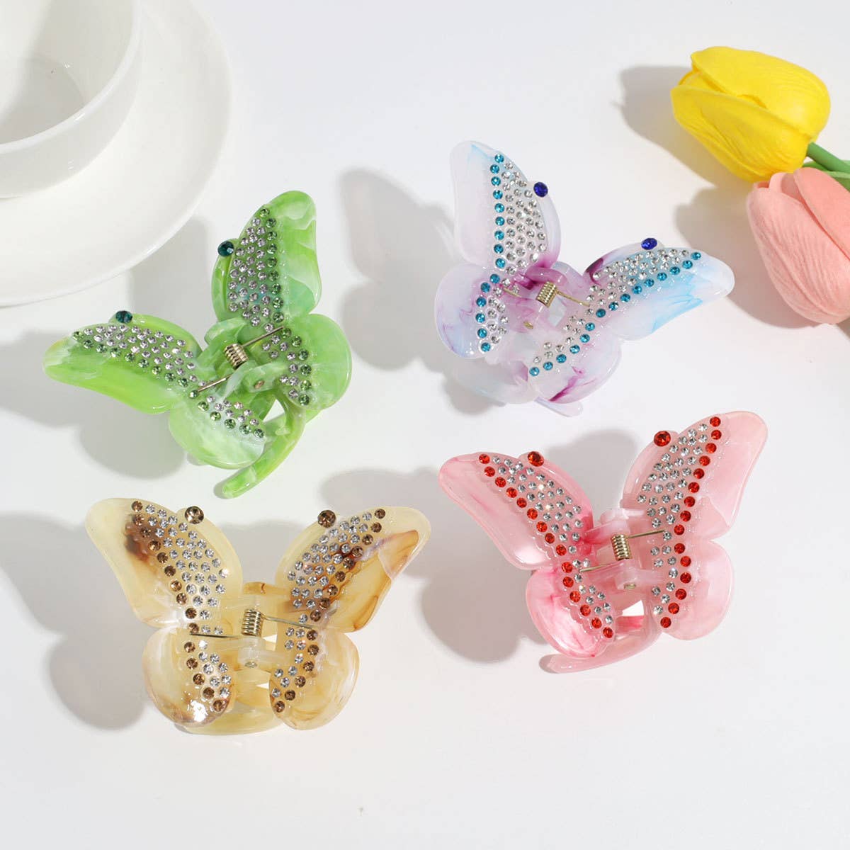 Elegant Butterfly Hair Claw, Gradient Rhinestone