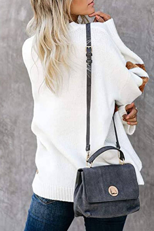 CWOSWL5198_COLOR CONTRAST PATCHWORK LONG-SLEEVED SWEATER