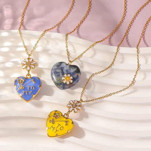 NEW FASHION LOVE PEACH ENAMEL OIL DROP NECKLACE