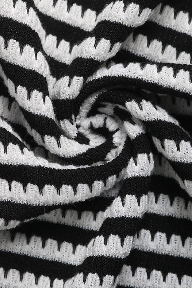 CWSTB1452_SLEEVELESS VEST STRIPED SKIRT TWO PIECE SET