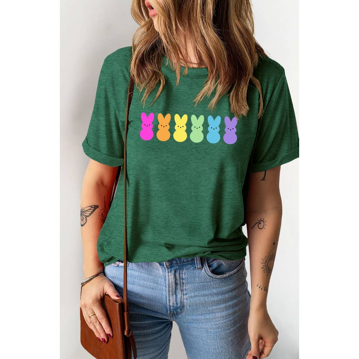 CUTE PRINTED BUNNY ROUND NECK T SHIRT FOR EASTER_CWTTS0790