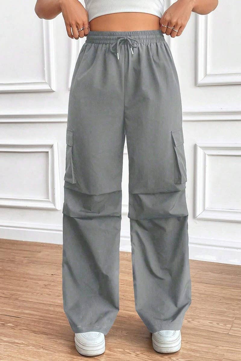 CWBLP1886_DRAWSTRING HIGH WAIST LOOSE COMMUTER OVERALLS