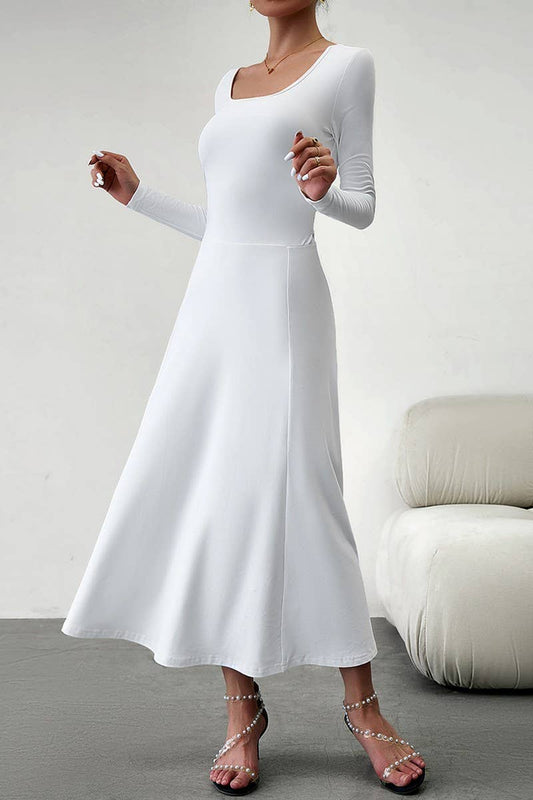 CWDMD0748_Round neck Long Sleeve Maxi Dress