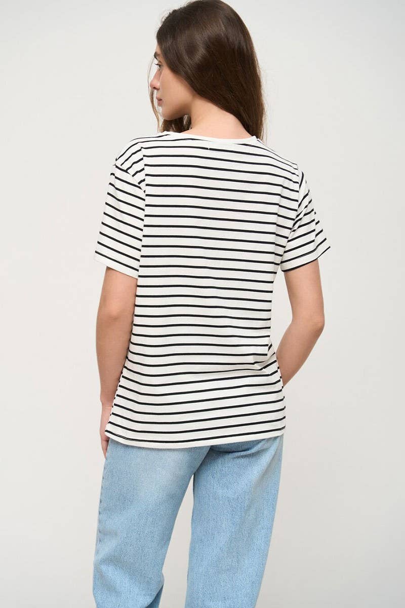 CWTBLS1989_STRIPED CREW NECK SHORT SLEEVE T-SHIRT