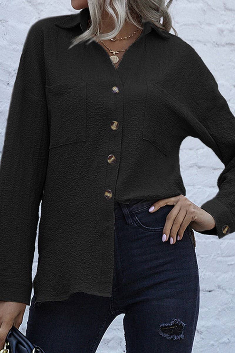 CWTSTL00959_LONG SLEEVE SOLID LAPEL MID-LENGTH VINTAGE SHIRT