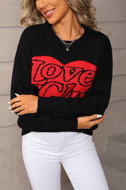CWOSWL07594_VALENTINE HEART LOOSE FIT KNIT SWEATER