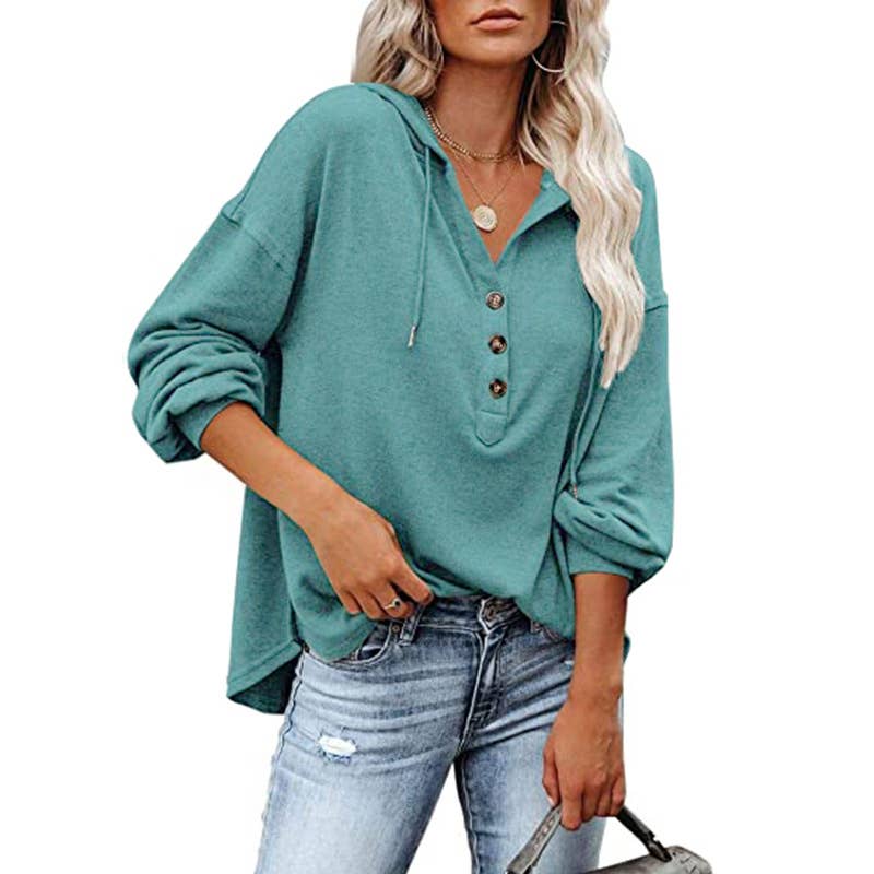 Casual loose solid color hoodie hoodie
