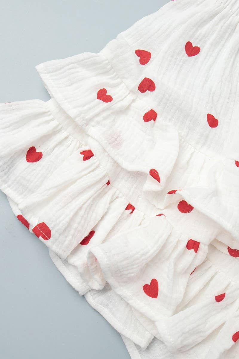 CWSTB1809_COTTON FLORAL RUFFLE SHIRT & SHORTS SET