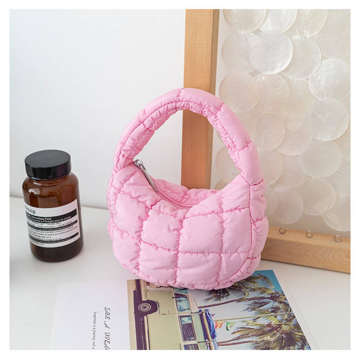 Stylish Plaid Puffy Cloud Handbag  Mini Tote_CUAB00506