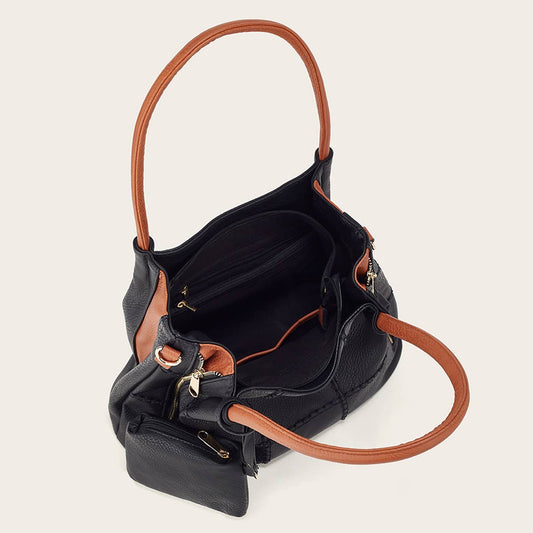 CONTRAST COLOR LYCHEE SHOULDER BAG_CWAB2661