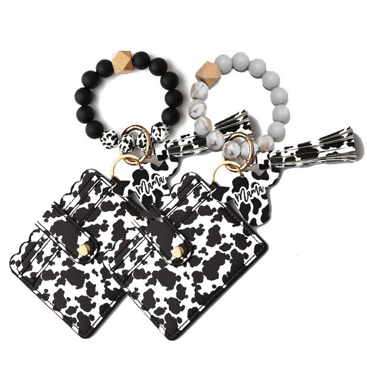 Men¡¯s Cow Print Wallet,Keychain with Silicone Beads_CWAB4994