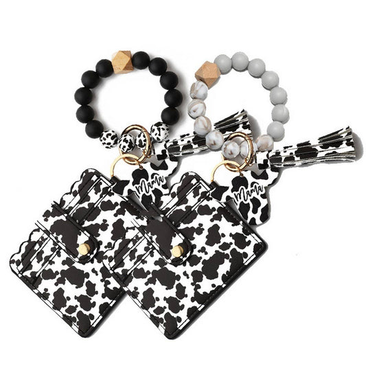 Men¡¯s Cow Print Wallet,Keychain with Silicone Beads_CWAB4994