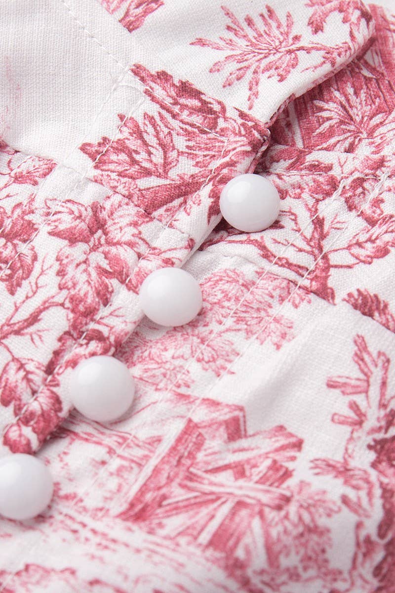 CWDSD7783_INK PRINT LONG SLEEVE STAND COLLAR DRESS